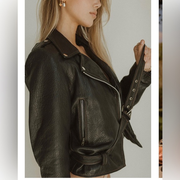 COPY - Understated Leather Oversized Scrunch Jacket - Picture 7 of 15